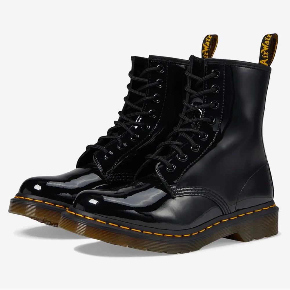 Dr. Martens Leather Boots 1460 W Black Patent Lamper 11821011 US Women's Size 6